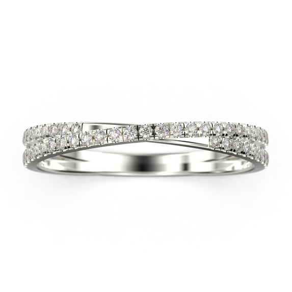 Crossing Style 0.45ct Diamond Moissanite 10k White Gold Wedding Band