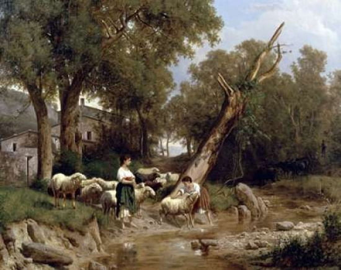 Crossing The Stream Canvas Art - Andras Marko (24 x 30)