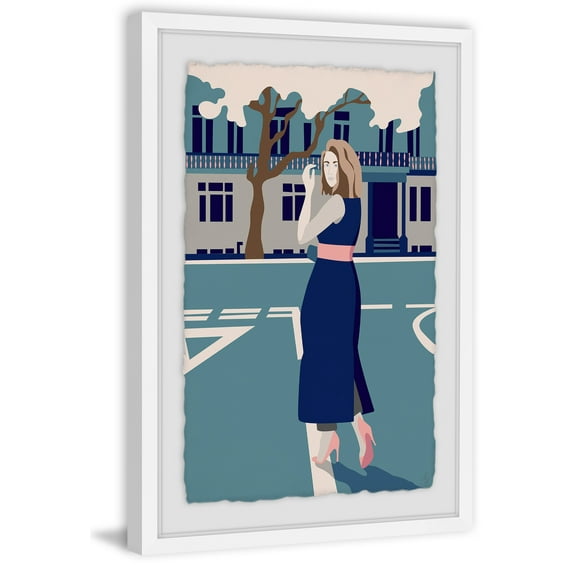 Crossing in Blue Framed Painting Print