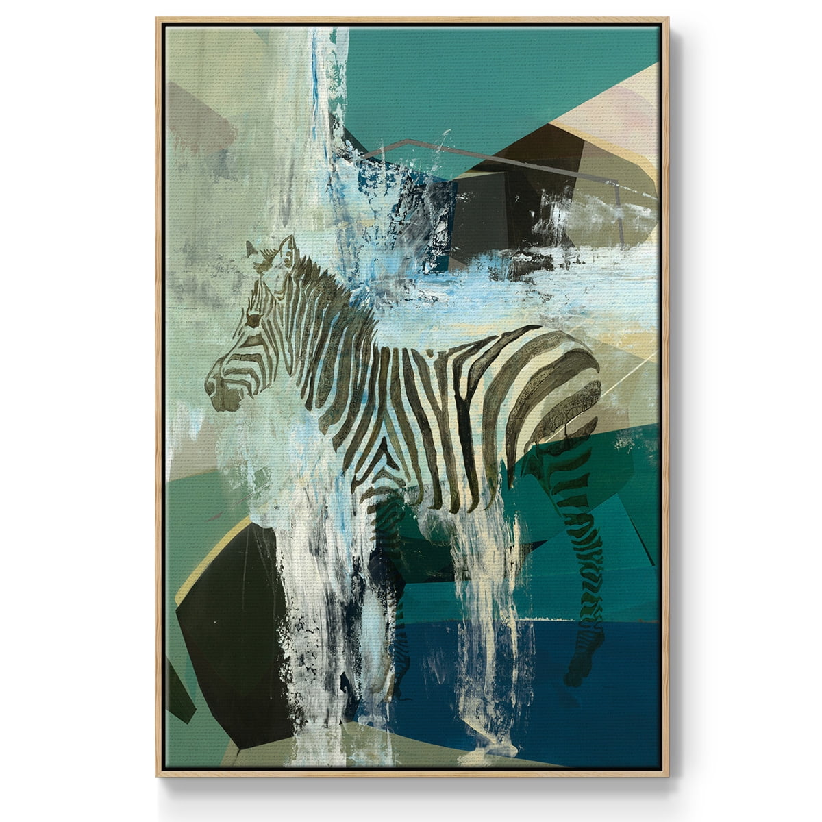 Crossing the Lines Framed Premium Gallery Wrapped Canvas - Ready to Hang - 25 x 37 - Natural Wood Floating Frame