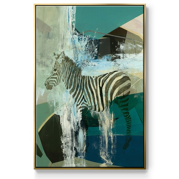 Crossing the Lines Framed Premium Gallery Wrapped Canvas - Ready to Hang - 27 x 41 - Gold Floating Frame