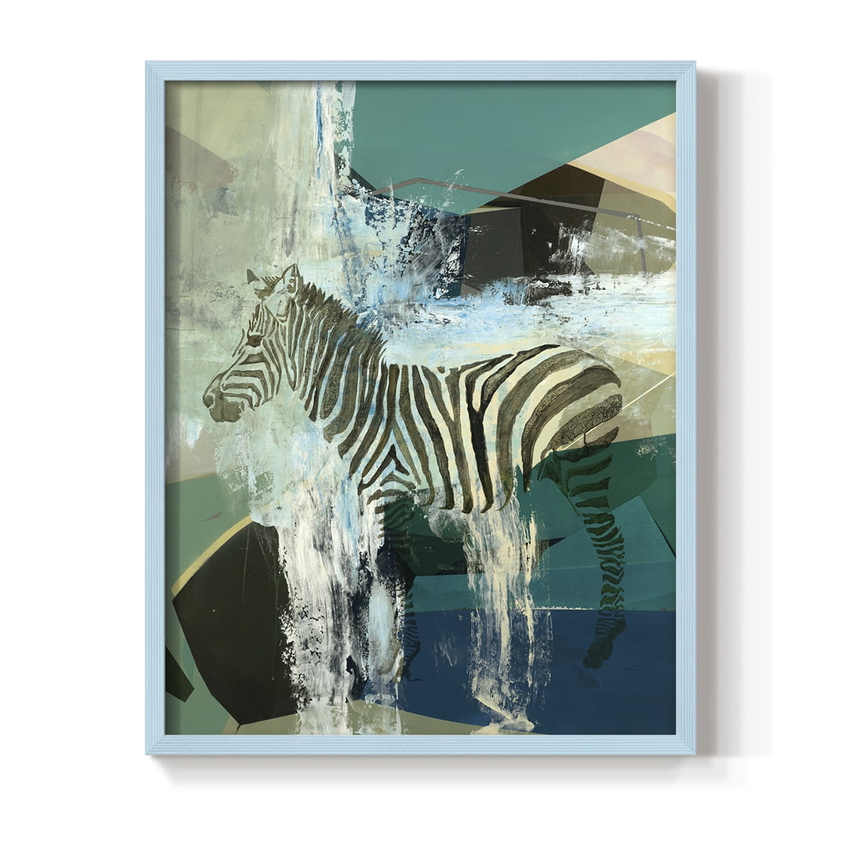 Crossing the Lines Framed Print in Blue Solid Wood Framed Print No Nail Hanging
