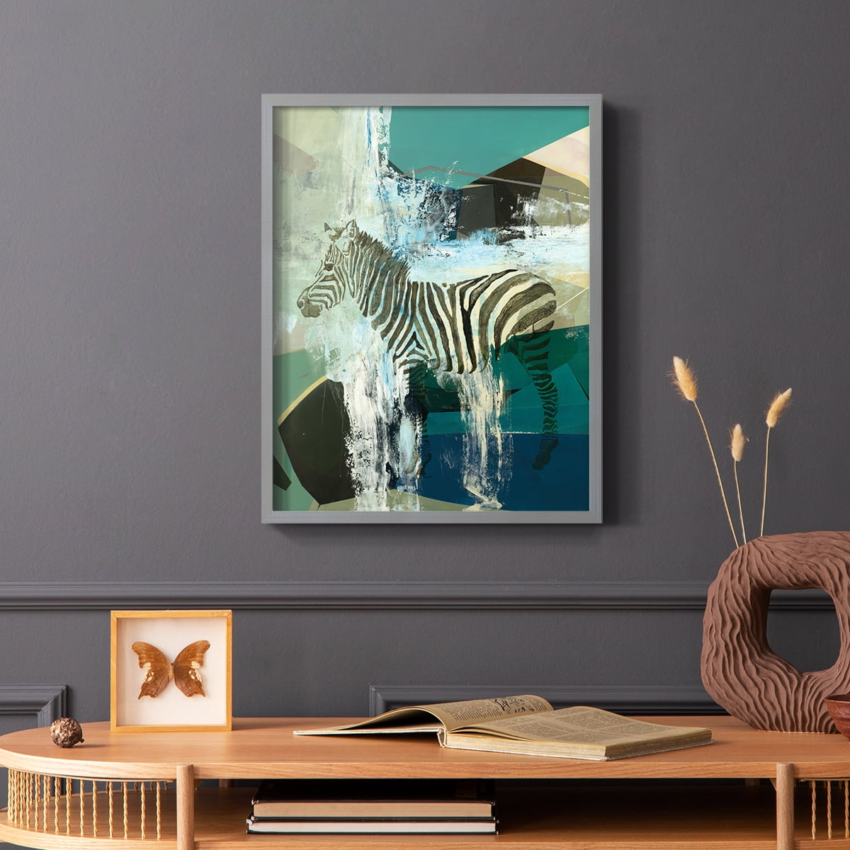 Crossing the Lines Framed Print in Gray Solid Wood Framed Print No Nail Hanging