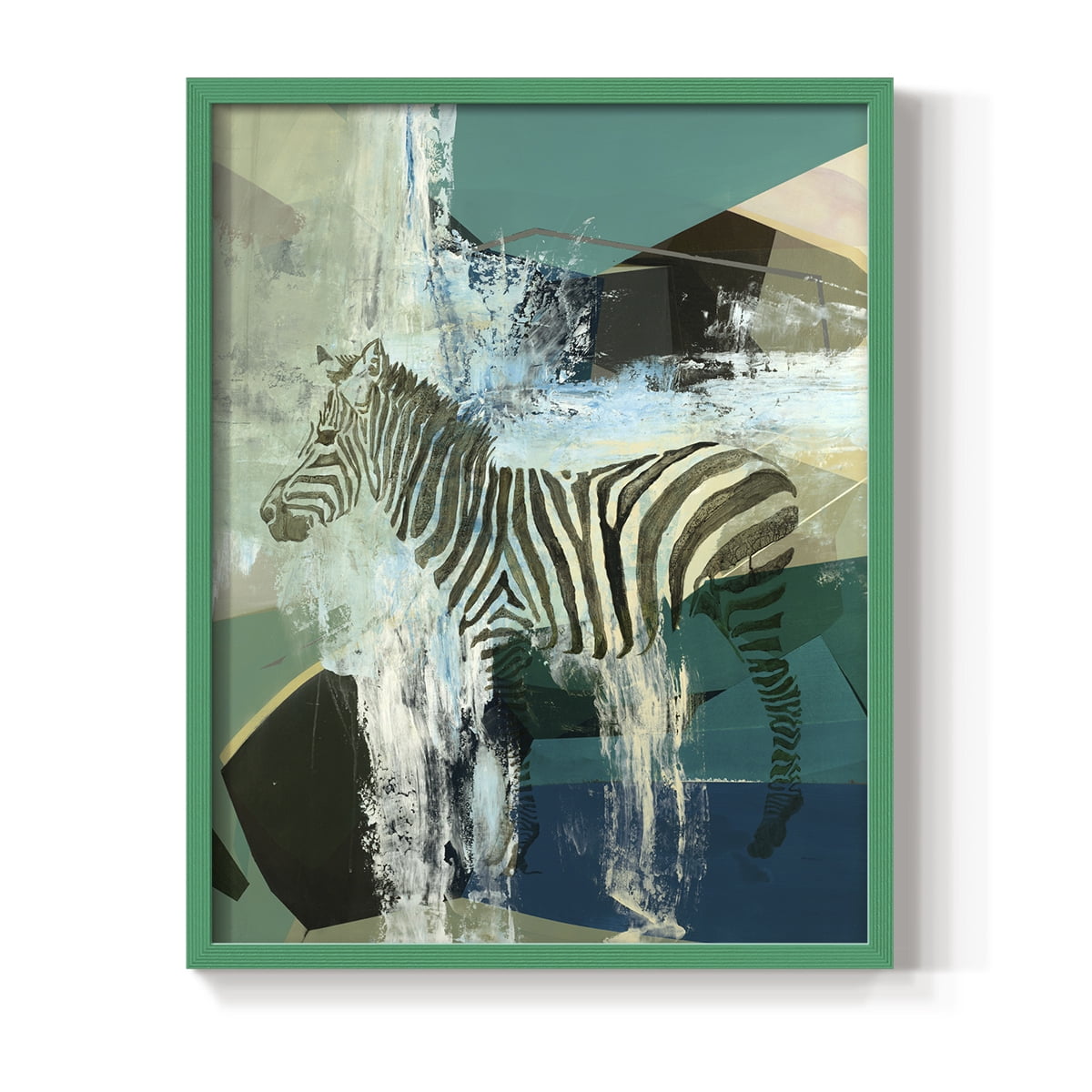 Crossing the Lines Framed Print in Green Solid Wood Framed Print No Nail Hanging