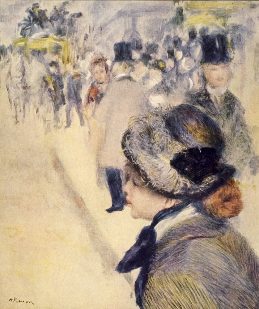 Crossing the square Place Pigalle Canvas Art - Pierre-Auguste Renoir (18 x 24)