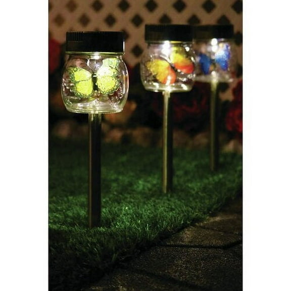 Crosslight Waterproof LED Solar Jar Stake Light, (3 Pack)