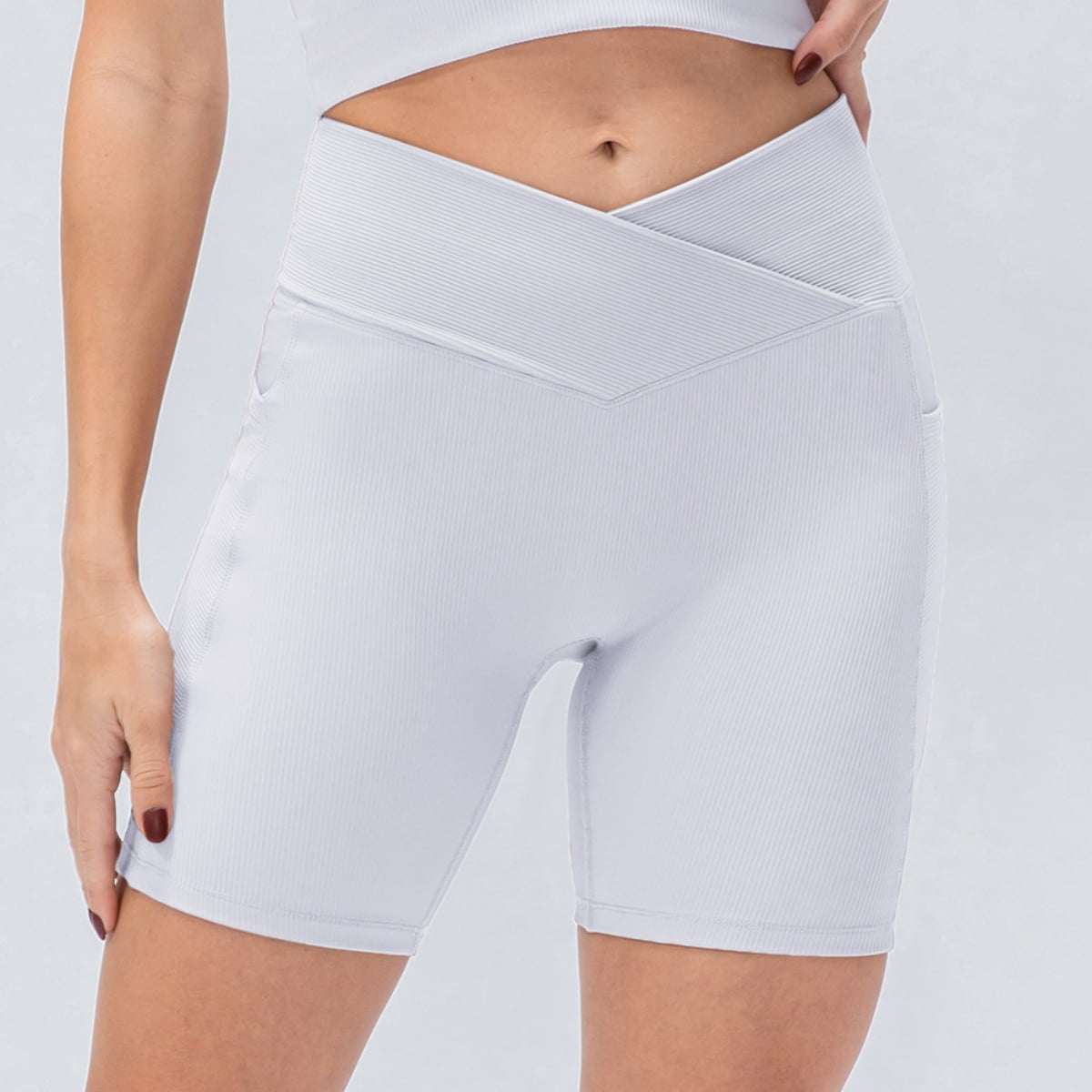 Sunzel Women's Crossover Biker Shorts - High Waist Yoga Gym Shorts With Tummy Control - View #9