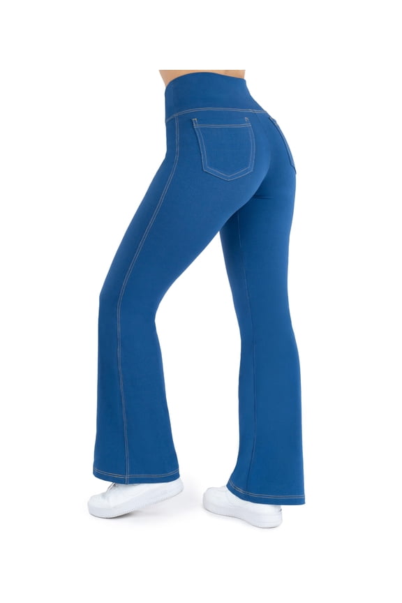 Crossover Bootcut Jeggings For Women - Flare Leggings For Women Tummy Control, Regular And Plus Size Jeggings (M 28", Indigo)