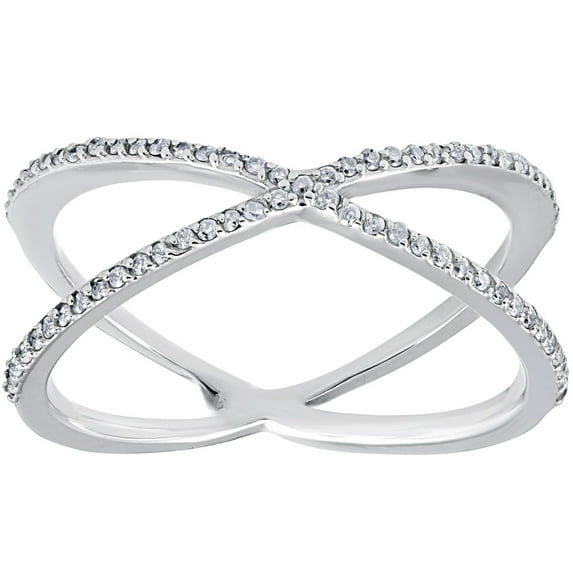 Crossover Fashion Ring Criss-Cross Diamond Ring 1.8 Ct Diamond 14K White Gold Over
