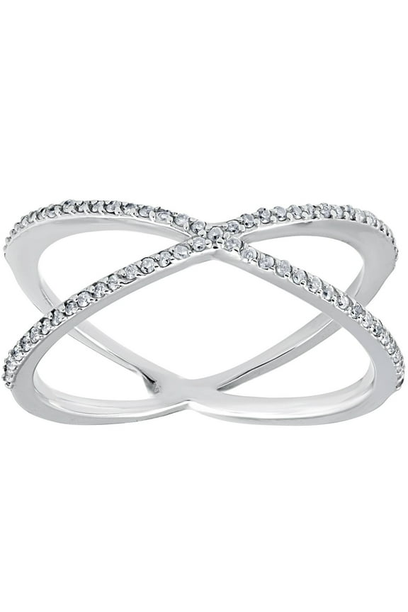 Crossover Fashion Ring Criss-Cross Diamond Ring 1.8 Ct Diamond 14K White Gold Over