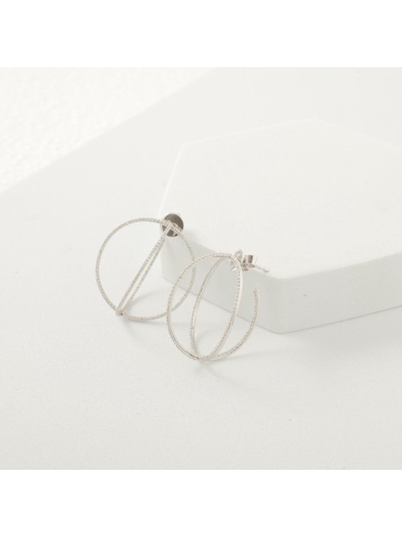 Crossover Natural Diamond Hoop Earrings: 14k Solid Gold Cocktail Statement Earrings, IGI Certified, Ready To Ship
