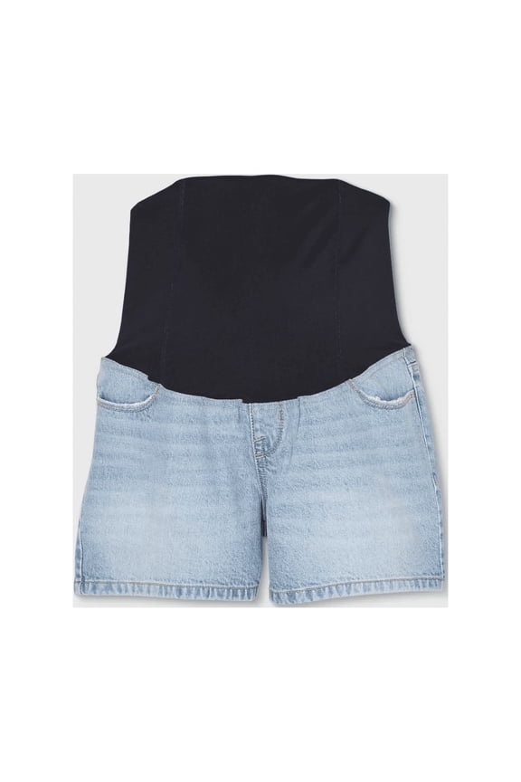 Crossover Panel Midi Maternity Jean Shorts - Isabel Maternity by Ingrid & Isabel Light Wash