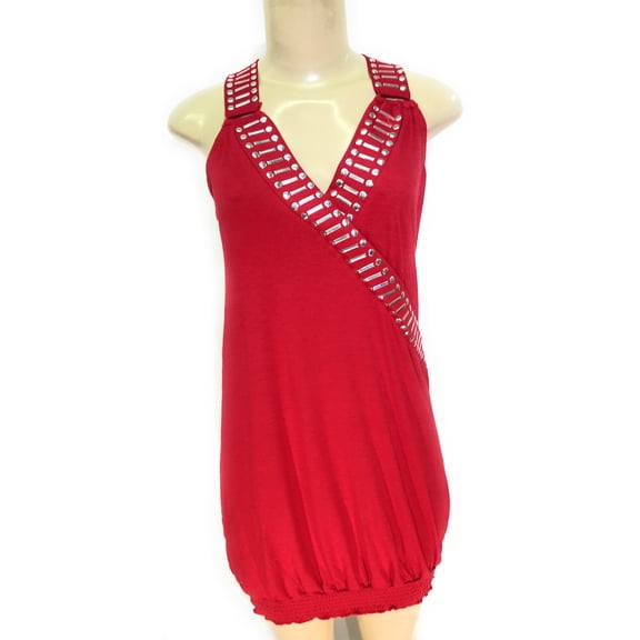 Crossover Studded Knit Dress