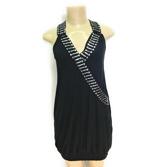 Crossover Studded Knit Dress