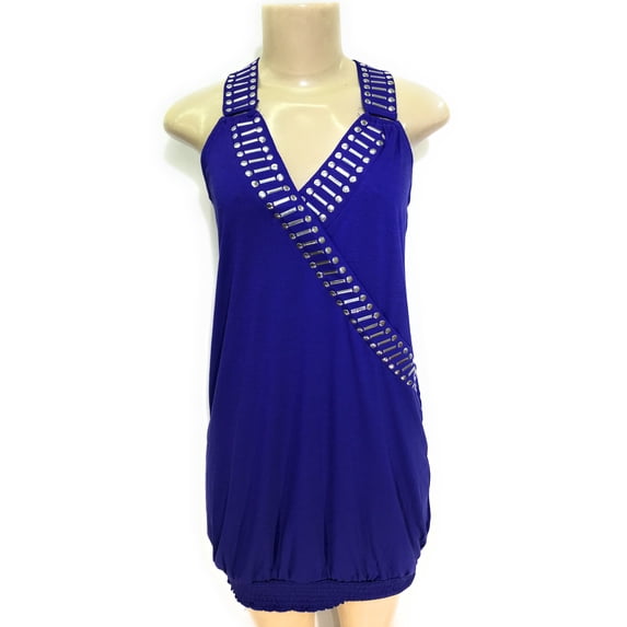 Crossover Studded Knit Dress