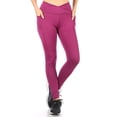 thumbnail image 1 of Crossover Waist Tummy Control Sculpting Sport Leggings With Pockets - Magenta, 1 of 4