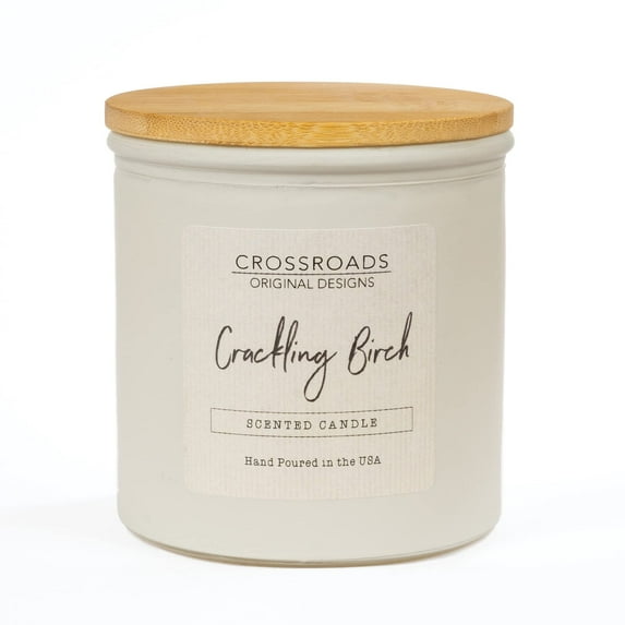 Crossroads Crackling Birch Colored Glass Candle, 14 Oz
