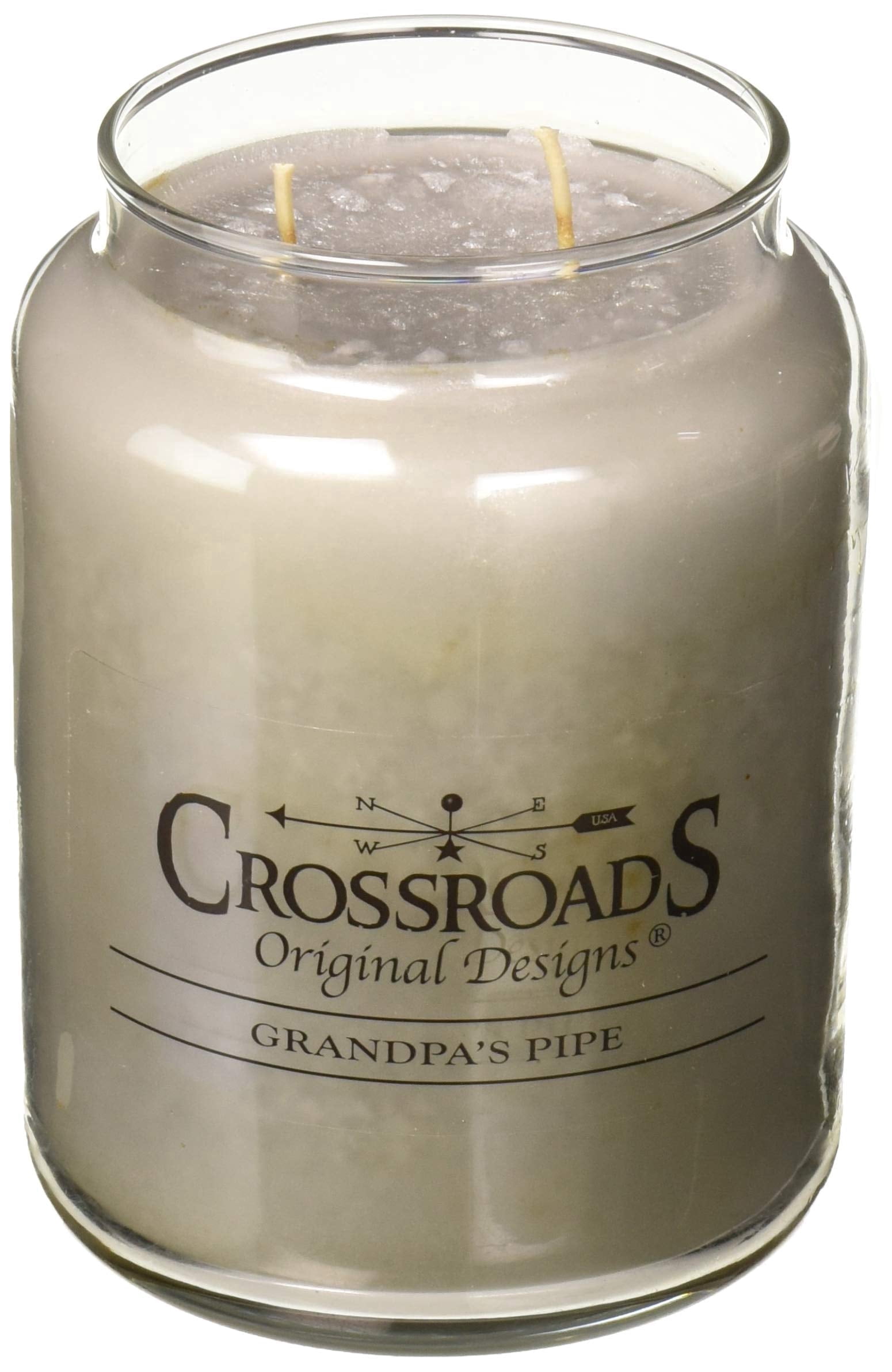 Crossroads Grandpa's Pipe Scented 2-Wick Candle, 26 Ounce, 6"W x 6"H, Light Gray