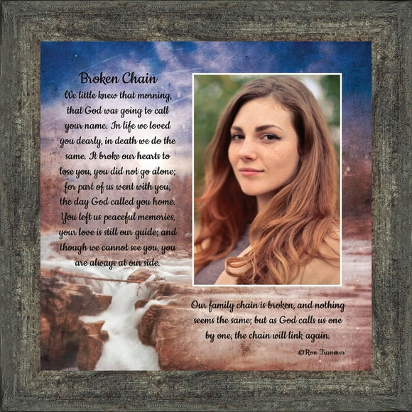 Crossroads Home Décor Sympathy Gift In Memory of Loved One, Memorial Picture Frames For Loss Of Loved One, Memorial Grieving Gifts, Condolence Card, Broken Chain, 6382BW
