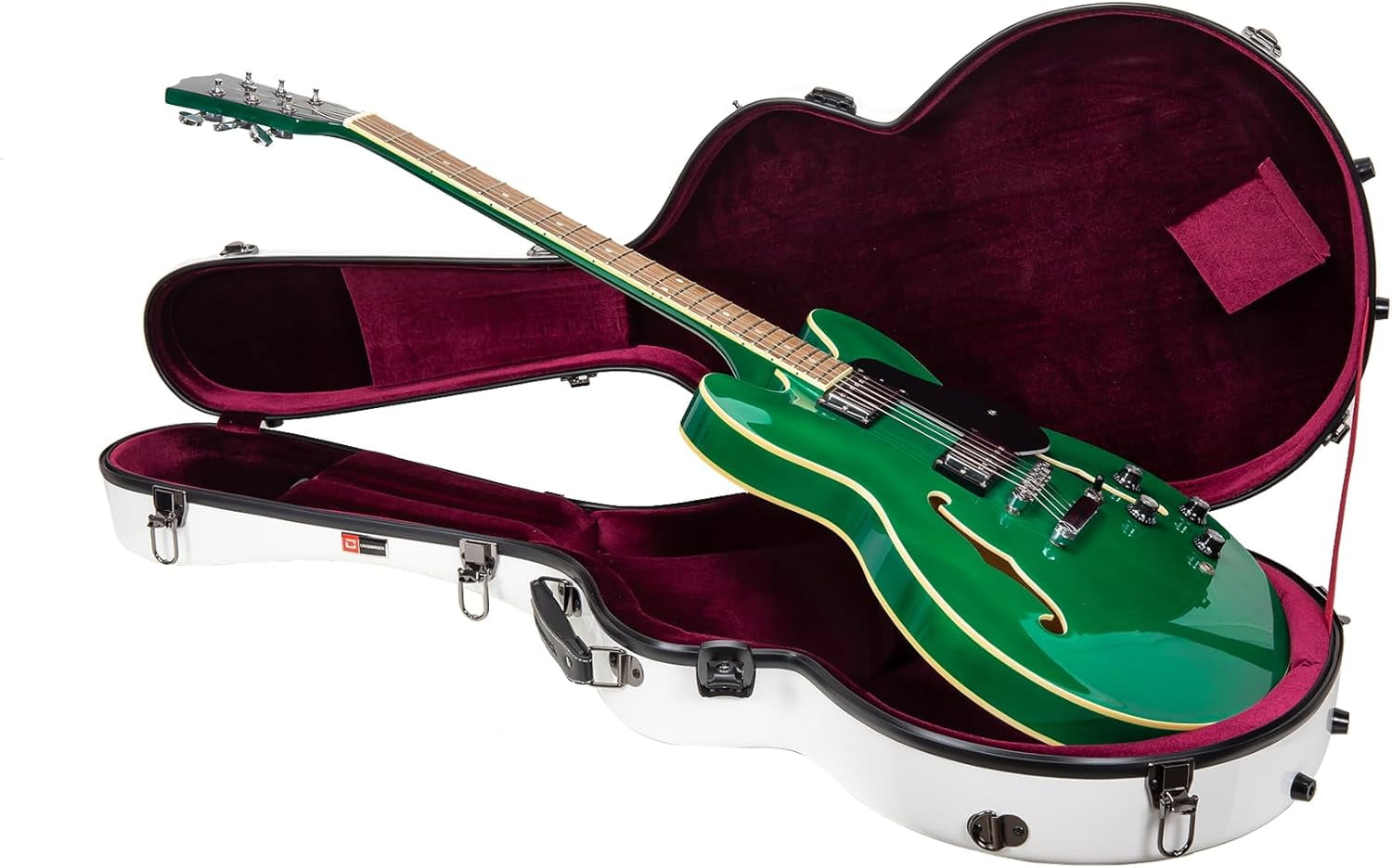 Crossrock Deluxe Fiberglass Case for 335 Style 6 Strings Semi-Hollow & Hollowbody Electric Guitars with TSA Lock-White