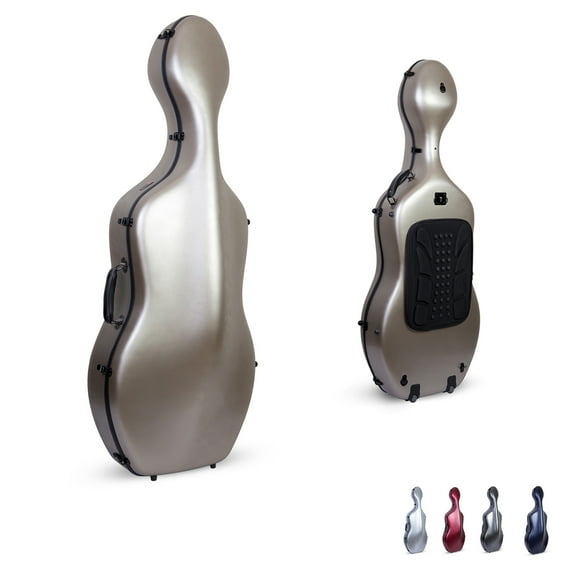Crossrock 4/4 Cello Case Lightweight Poly Carbon Composite with Backpack, Wheels