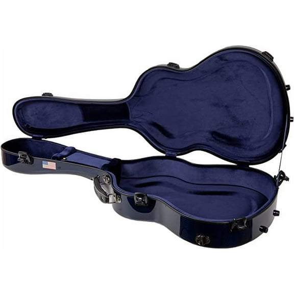 Crossrock 4/4 Classical Guitar Case in 100% Carbon Fiber for Touring Show, 7 lb Flight Case, Blue with US Flag