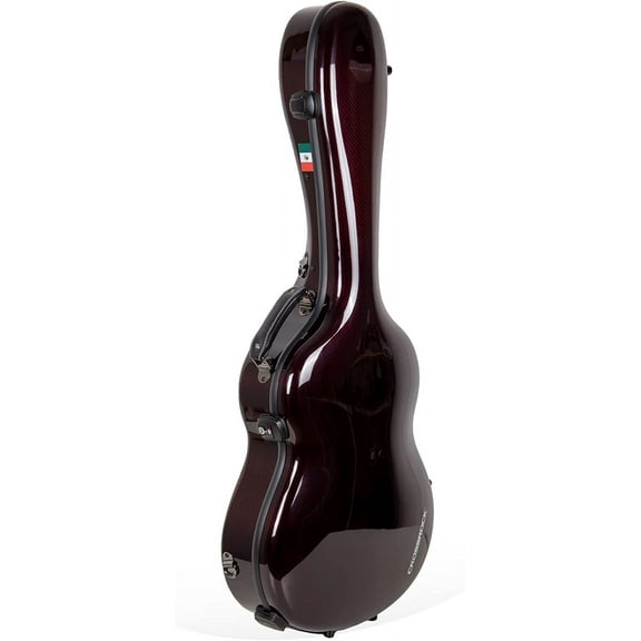 Crossrock 4/4 Classical Guitar Case in 100% Carbon Fiber for Touring Show, 7 lb Flight Case, Red with Mexico Flag