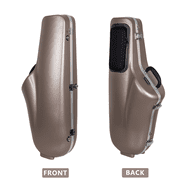 Crossrock ABS Tenor Saxophone Case   Contoured Champagne Finish, Burgundy Velvet Interior, Accessory Pocket, Security Lock & Detachable Strap