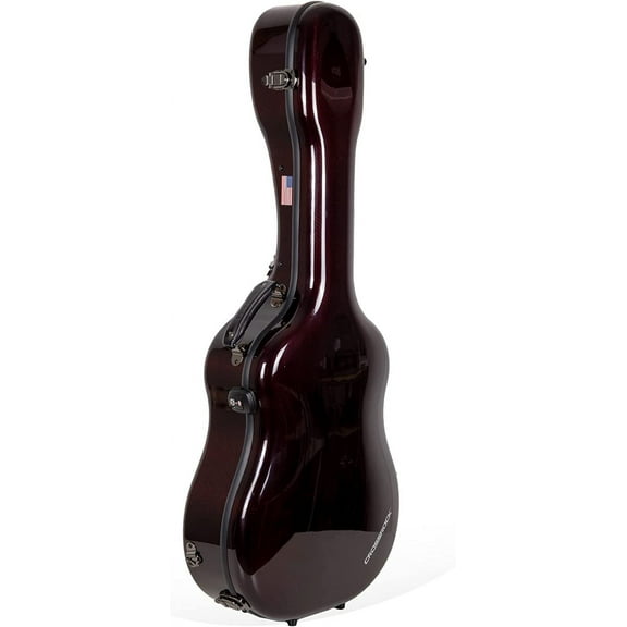 Crossrock Air Series Dreadnought Acoustic Guitar, 100% Carbon Fiber Flight Case with Protective Cover, American Flag Version-Red