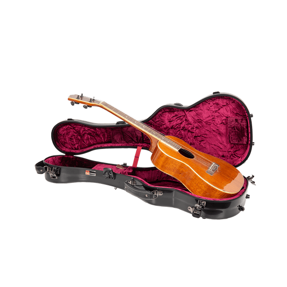 Crossrock Baritone Ukulele Case, Fits Up to 31 Inches | 100% Fiberglass Hardshell with Brand Latches, TSA Lock, Accessory Compartment, and Detachable Straps-Black
