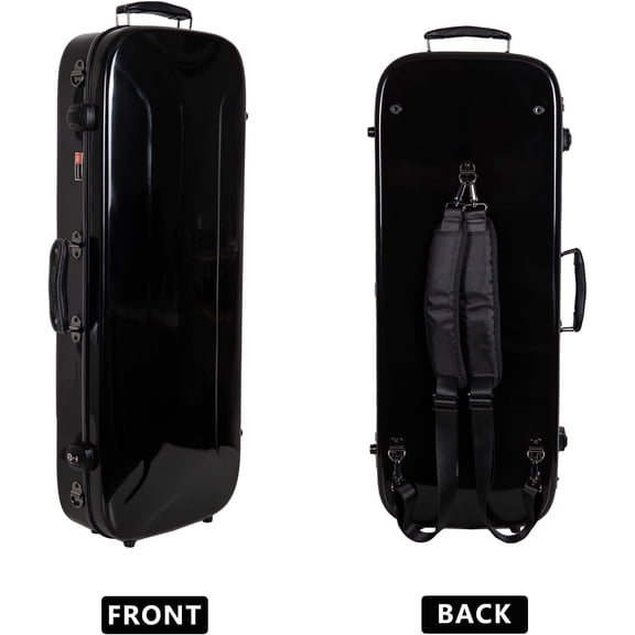 Crossrock Baritone Ukulele Case Hardshell with TSA Lock - 100% Fiberglass, Detachable Padded Shoulder Straps, Hygrometer, Large Storage for Accessories, Black