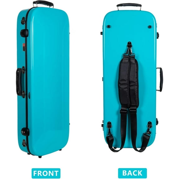 Crossrock Baritone Ukulele Case Hardshell with TSA Lock - 100% Fiberglass, Detachable Padded Shoulder Straps, Hygrometer, Large Storage for Accessories, Mint Blue