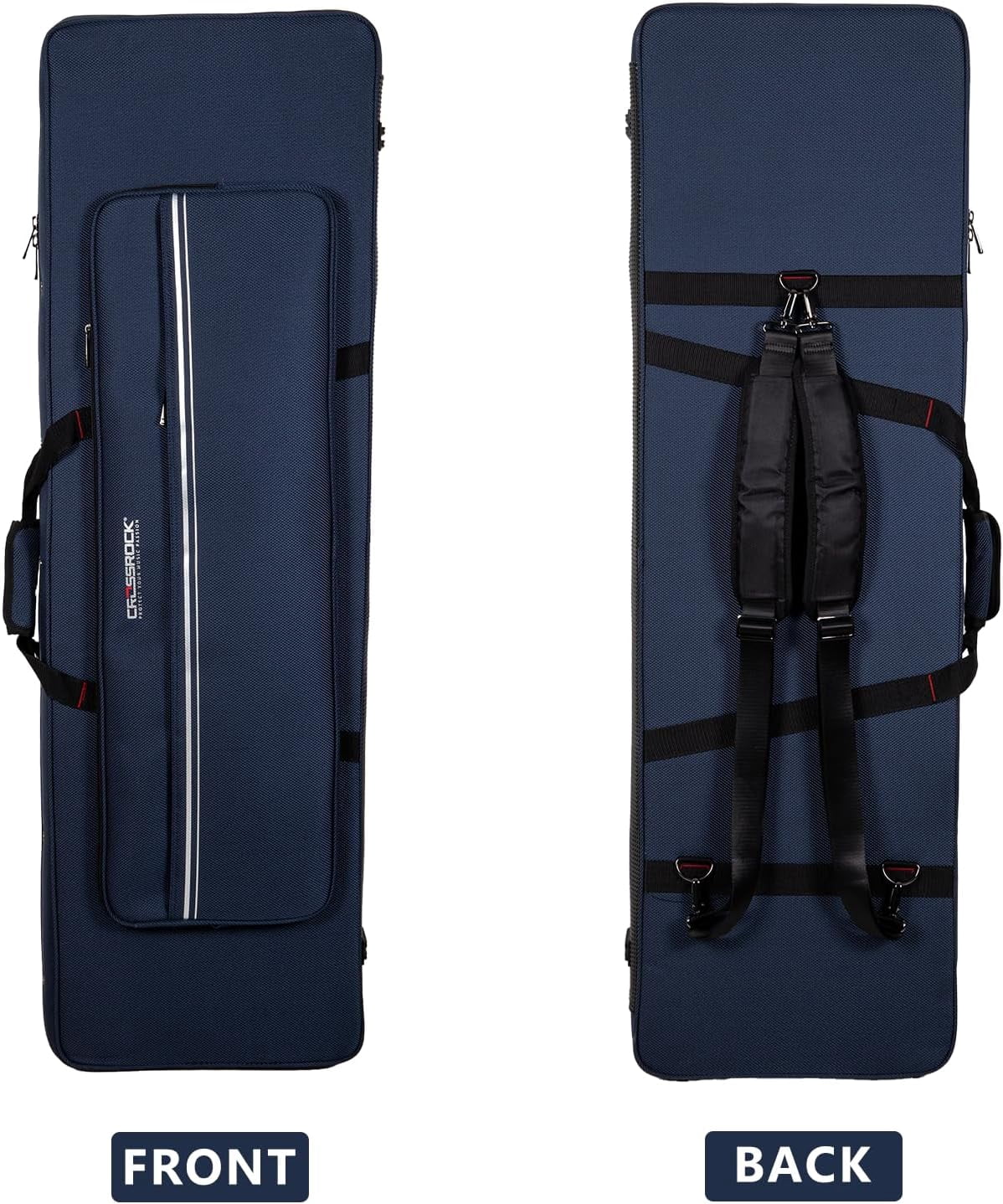 Crossrock Bass Guitar Foam Case for Precision & Jazz | Lightweight Blue Gig Bag with Plush Interior, Adjustable Fit & Storage (CRP300BBL)