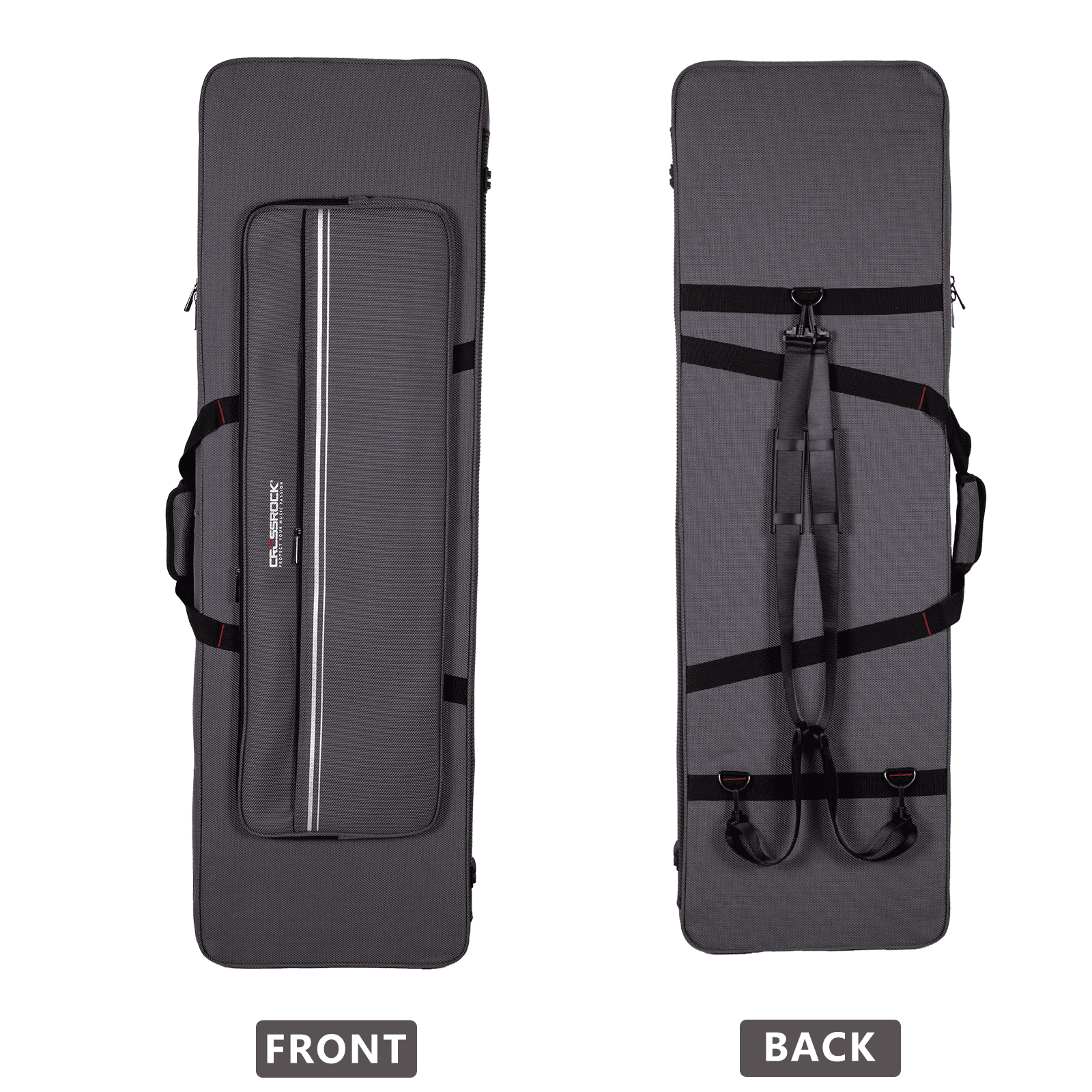Crossrock Bass Guitar Foam Case for Precision & Jazz | Lightweight Gray Gig Bag with Rugged Exterior, Plush Interior & Storage (CRP300BDG)