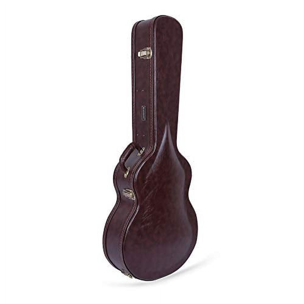 Crossrock Case-Hard-Shell Wooden Guitar Case-Fits OM/Martin 000-14 Fret Acoustic Guitars-Stainless Steel Latches，Sponge Lining, Metal Feet，Storage Space-Brown