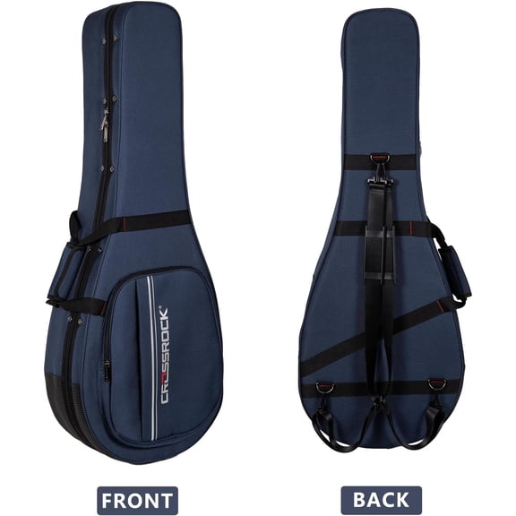 Crossrock Classical Guitar Foam Case | Lightweight Blue Gig Bag with Structured Exterior, Plush Interior & Storage Pockets (CRP300CBL)