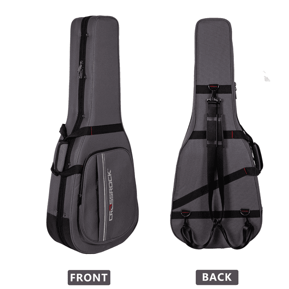 Crossrock Classical Guitar Foam Case | Lightweight Gray Gig Bag with Modern Fabric, Plush Interior & Storage Compartments (CRP300CDG)