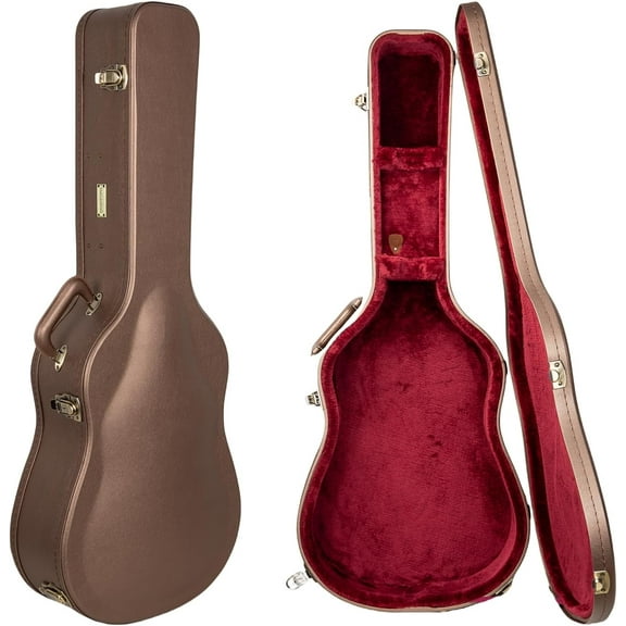 Crossrock Designer Series Hardshell Case for Martin 000-12 Fret Acoustic Guitars, with Security Lock, Reinforced Metal Feet -Chocolate Brown