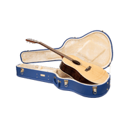 Crossrock Designer Series- Universal Wooden Case for Gibson Acoustic J45, Martin Dreadnought Guitars- Security Lock, Metal Feet, Storage Space- Vibrant Blue