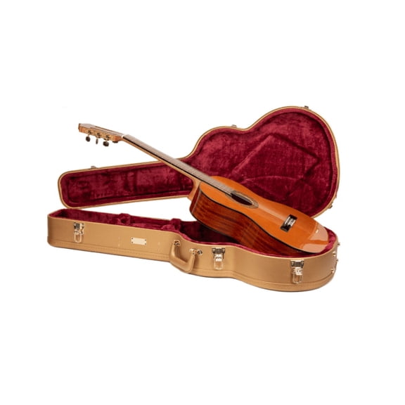 Crossrock Designer Series- Universal Wooden Case for 4/4 Classical Guitar- Security Lock, Metal Feet, Storage Space- Luxury Gold