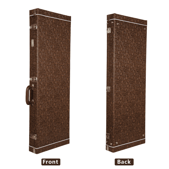 Crossrock Designer Series- Wooden Case for Fender Precision & Jazz Bass Guitars- Security Lock, Metal Feet, Storage Space- Blossom Brown