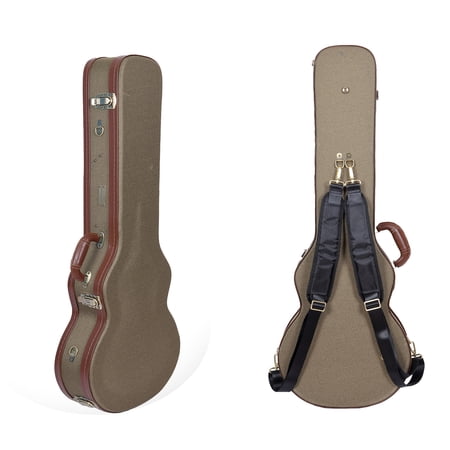 Crossrock Electric Guitar Case fits Les Paul Style Guitar, LP Wood Hard Case