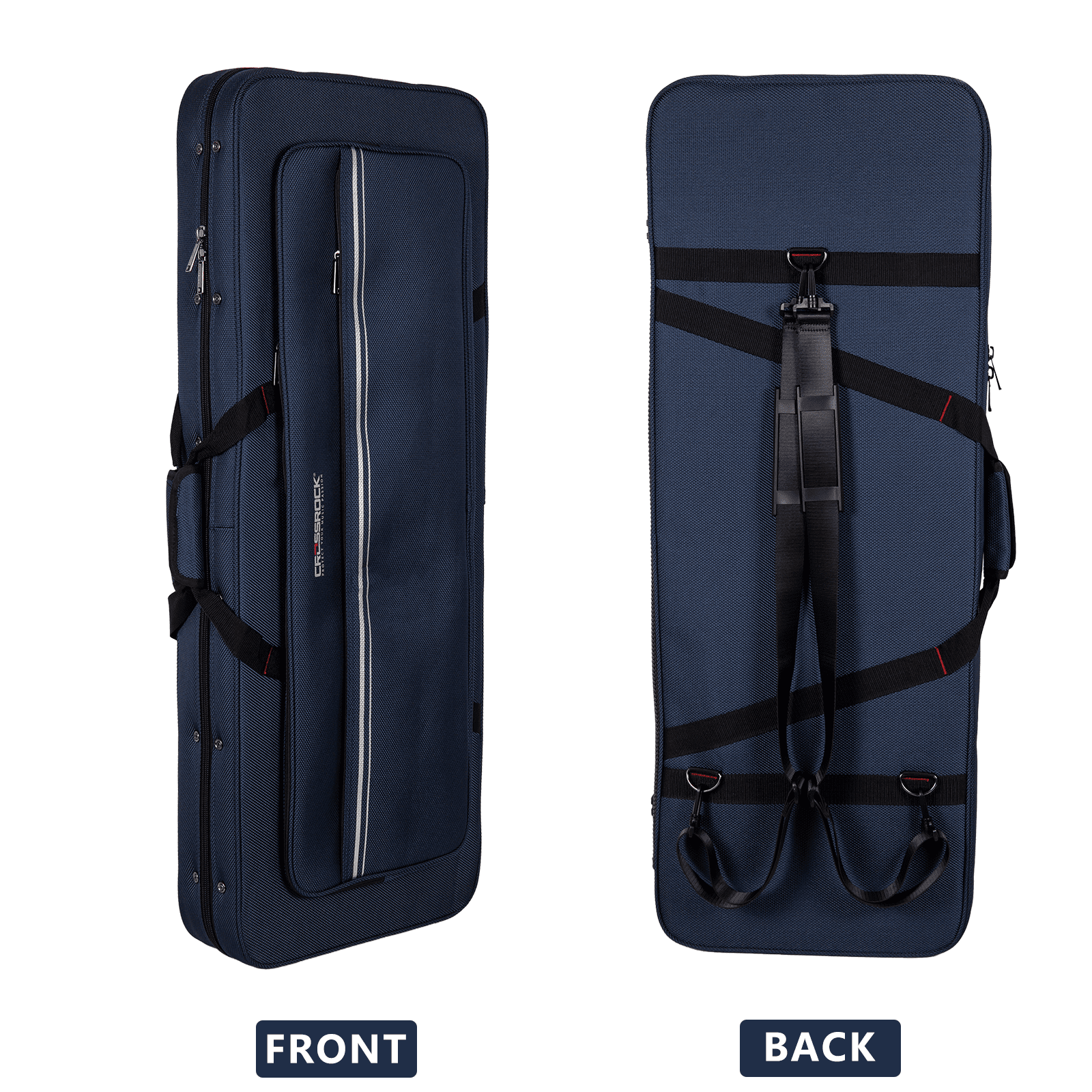 Crossrock Electric Guitar Foam Case for Strat & Tele | Lightweight Blue Gig Bag with Adjustable Padding, Plush Interior & Storage (CRP300EBL)