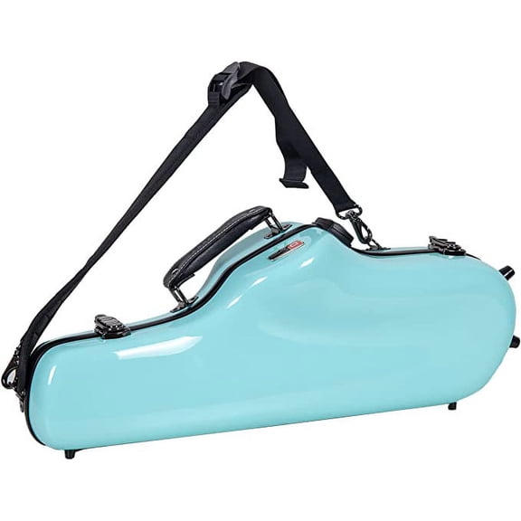 Crossrock Fiberglass Alto Saxophone Case-Includes Accessory Pocket, Removable Shoulder Straps, TSA Lock-Light Blue