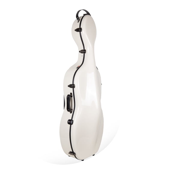 Crossrock Fiberglass Case with Wheels-Fits 4/4 Full Size Cellos-Includes Padded Music Pouch, 3 Handles, Removable Shoulder Straps, Combination Lock-Milky White (CRF2020CEFMW)