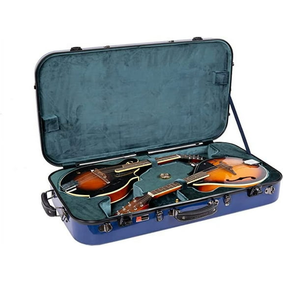 Crossrock Fiberglass Double Case with TSA Lock for Two A/F Style Mandolins-Navy Blue