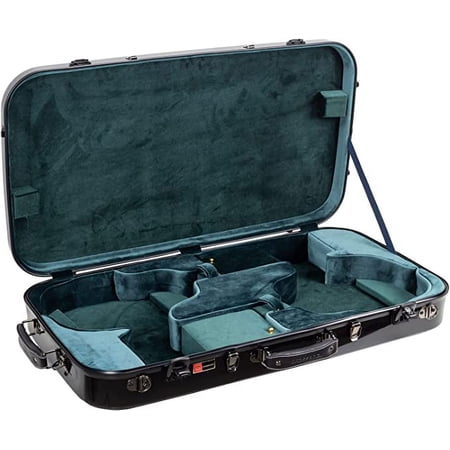 Crossrock Fiberglass Double Case with TSA Lock for Two Concert/Tenor Ukuleles-Black