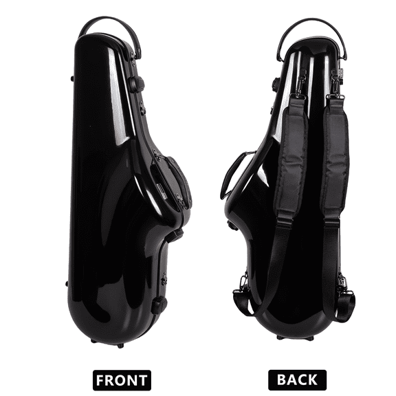 Crossrock Fiberglass Tenor Saxophone Case | Glossy Black Finish | Reinforced Shell, Upgraded Interior, TSA Lock, Backpack Straps Pro Travel ProtectionCRF2020TSBK