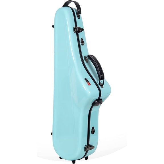 Crossrock Fiberglass Tenor Saxophone Case-Includes Accessory Pocket, Removable Shoulder Straps, TSA Lock-Light Blue