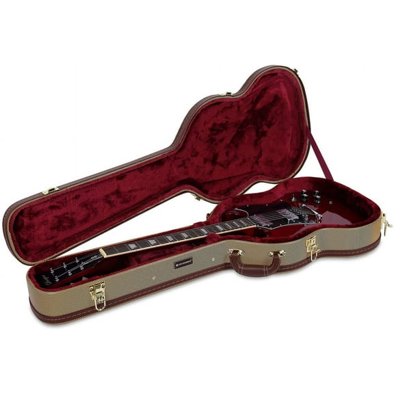 Crossrock Hard Case fits Gibson SG Guitar, Multi-Layer Wood Case, Arch-top Style, Vinyl Tweed